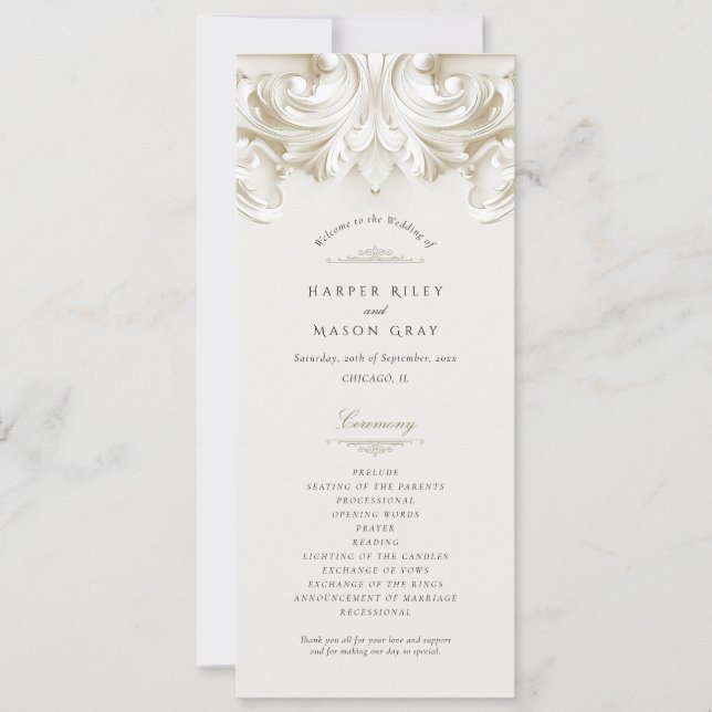 Invitation Baroque Wedding Ceremony Program (Devant)