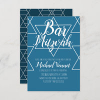 Barre blanche bleu géométrique Mitzvah