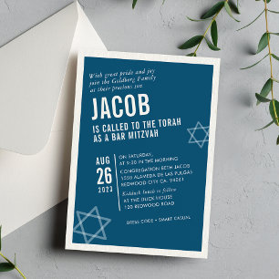 Invitation BARRE BOLD MITZVAH angle moderne simple marine bla
