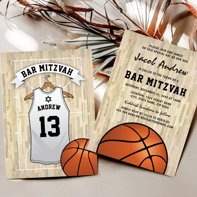 Invitation Barre de basket moderne Mitzvah (Créateur téléchargé)