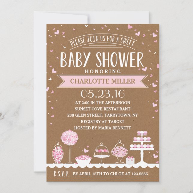 Invitation Barre de bonbons | Baby shower (Devant)