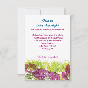 Invitation Barre de fleurs peintes Barre Mitzvah Star Party C
