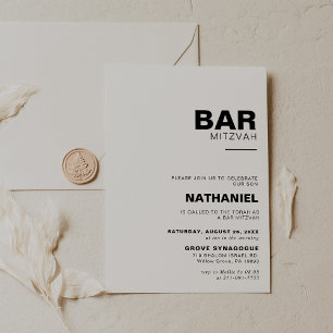 Invitation Barre Formelle Élégante Minimaliste Mitzvah