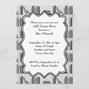 Invitation Barre Mitzvah de conception d'étagères à livres