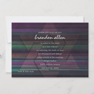 Invitation Barre Mitzvah Tone Violet rayures