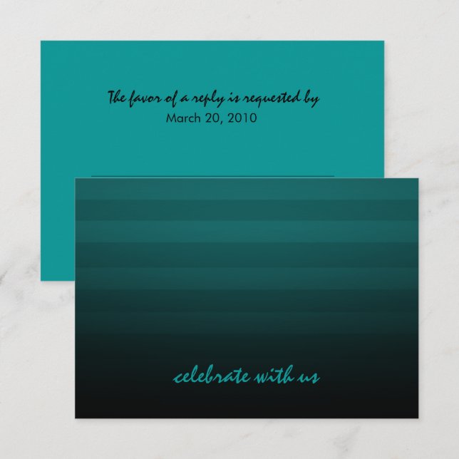 Invitation Barre Mitzvah Turquoise et noir Horizontal bande (Devant / Derrière)