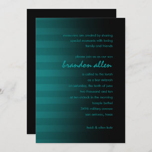 Invitation Barre Mitzvah Turquoise et noir Horizontal bande