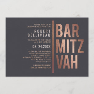 Invitation Barreau gras et minimaliste Mitzvah