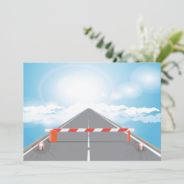 Invitation Barrière rouge et blanche Accès bloqué (Debout devant)