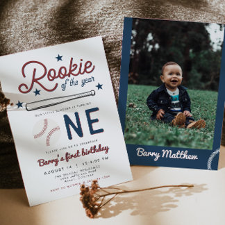Invitation BARRY Rookie de l'année Baseball 1er Anniversaire