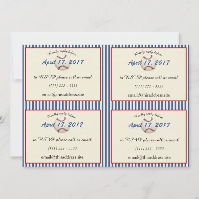 Invitation Base-ball DIY Information Cards (Devant)