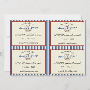 Invitation Base-ball DIY Information Cards