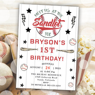 Invitation Baseball 1er anniversaire Vintage Rookie Party