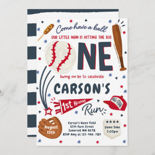 Invitation Baseball 1er Home Run Anniversaire