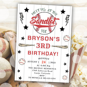 Invitation Baseball 3e anniversaire Vintage Rookie Party
