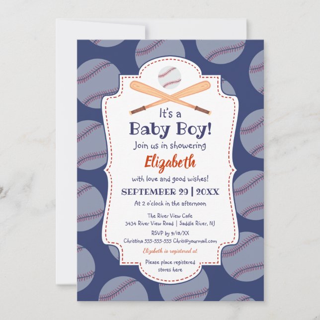 Invitation Baseball Bat Ball Stamp C'Est Un Baby shower Garço (Devant)