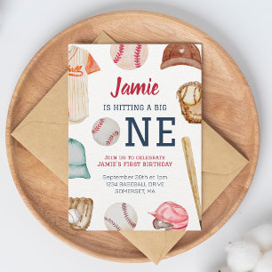 Invitation Baseball Big One Boy 1er Anniversaire