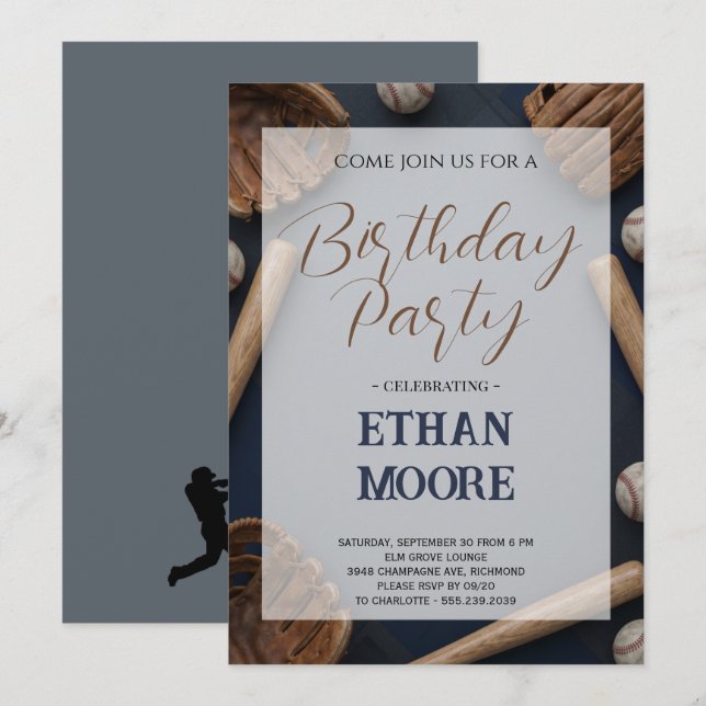 Invitation Baseball Birthday Party for Adults (Devant / Derrière)
