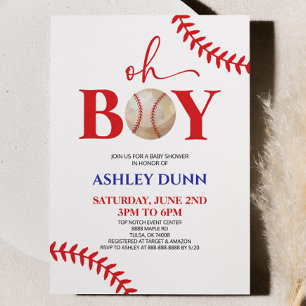Invitation Baseball C'est un garçon Baby shower rouge bleu