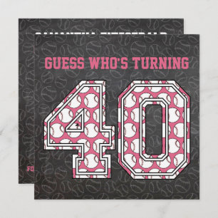 Invitation Baseball Chalkboard rose 40e anniversaire