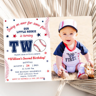 Invitation Baseball Deuxième fête d'anniversaire