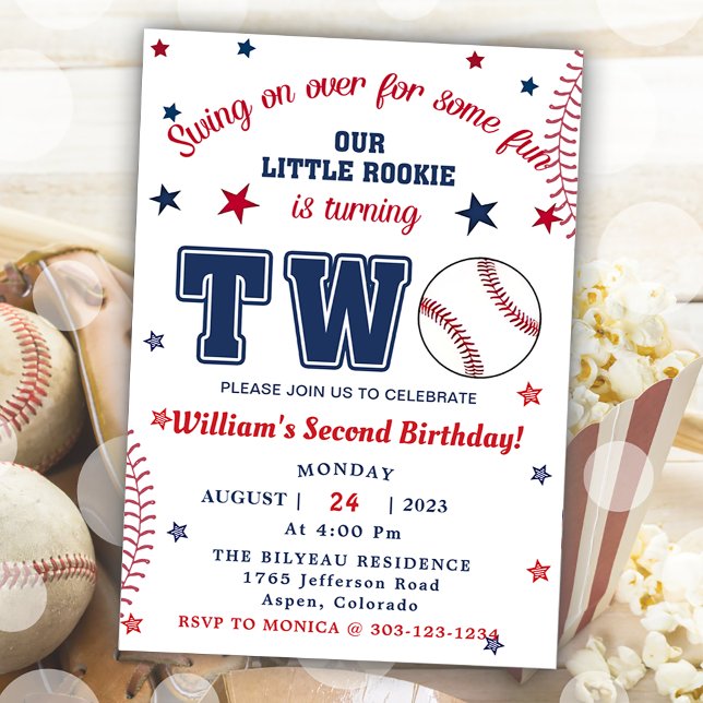 Invitation Baseball Deuxième fête d'anniversaire (Créateur téléchargé)