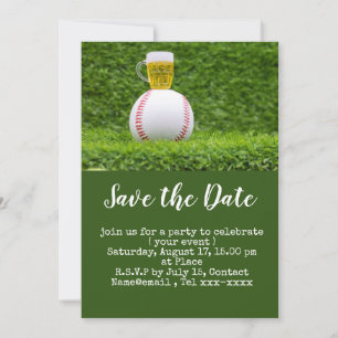 Invitation Baseball enregistrer la date avec Bière pour la fê
