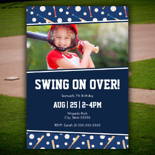 Invitation Baseball et Bat Sports Photo Anniversaire