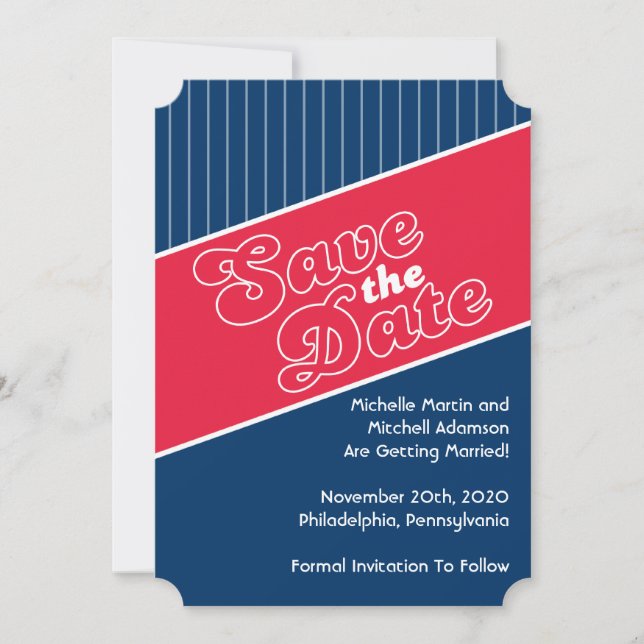Invitation Baseball Faire Part de Date de Mariage (Rouge / Bl (Devant)