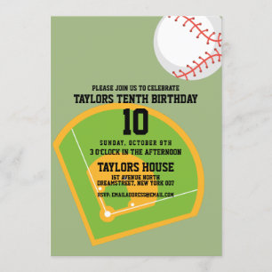 Invitation Baseball Field Sports Fête d'anniversaire personna