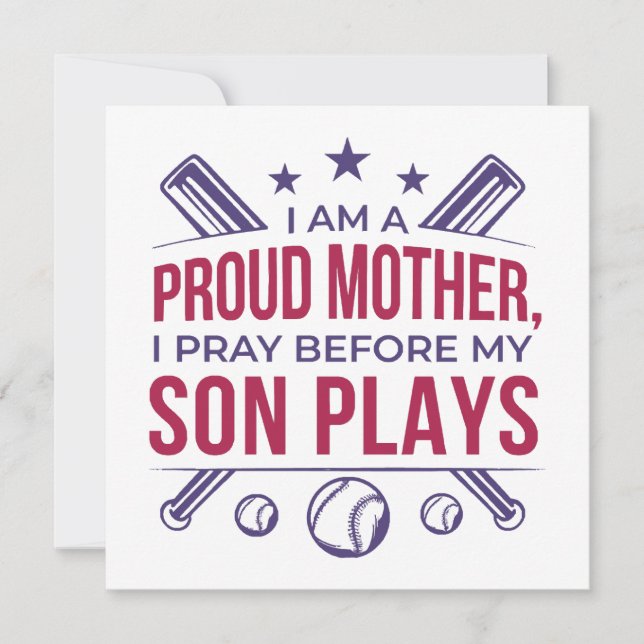 Invitation Baseball Fier Mère Je Prie Avant Que Mon Fils Ne J (Devant)