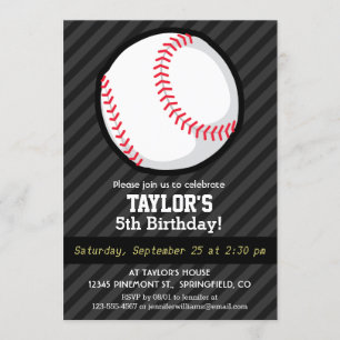 Invitation Baseball ; Gris Noir et Sombre