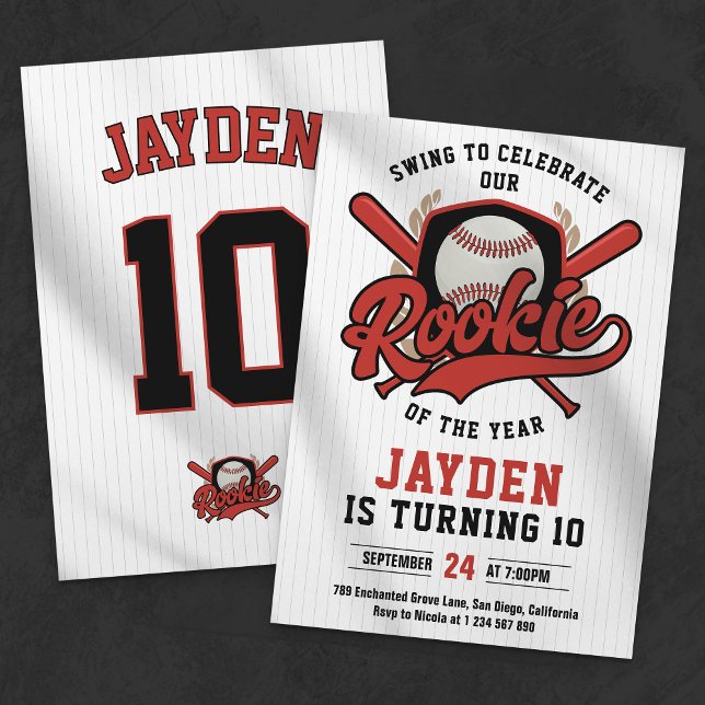 Invitation Baseball Jersey Rookie de l'année Anniversaire fêt (Créateur téléchargé)