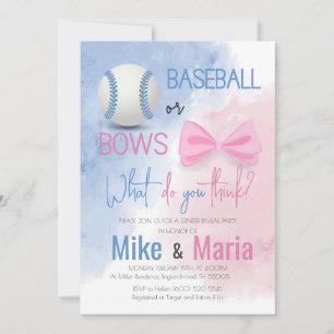 Invitation Baseball ou Bows, le genre révèle l'invitation