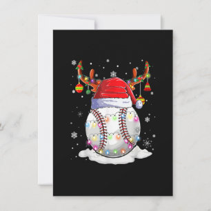 Invitation Baseball Santa Hat Reindeer lumières de Noël drôle