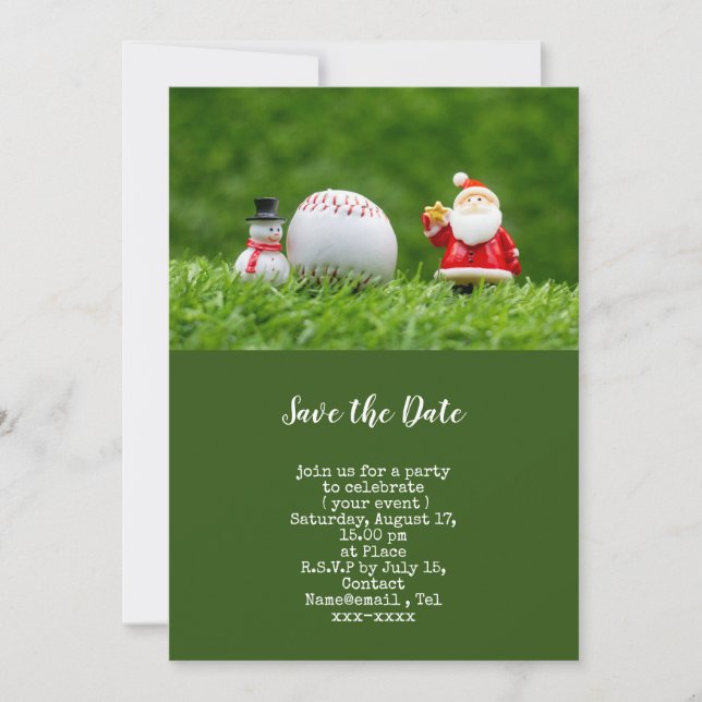 Invitation Baseball sauver la date Noël (Devant)