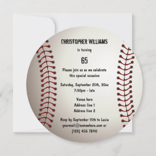 Invitation Baseball sportif 65e fête d'anniversaire double fa