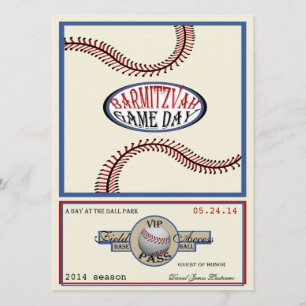 Invitation Baseball Vintage Retro 5,5 x 7,5 Bar Mitzvah