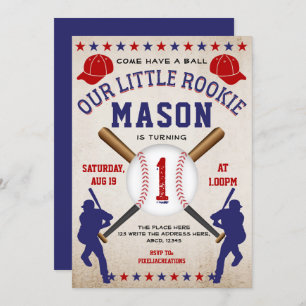 Invitation Baseball Vintage, Sport, Garçon 1er anniversaire