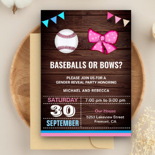 Invitation Baseballs ou Bows Genre Revevela Party