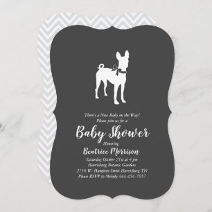 Invitation Basenji Baby shower chien neutre