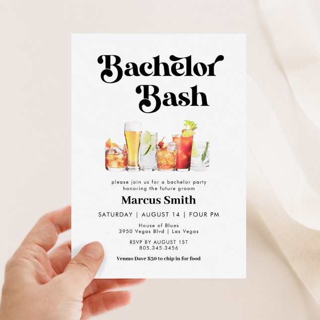 Invitation Bash de Bachelor Style Rétro Vintage (Créateur téléchargé)