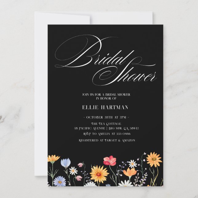 Invitation Bash nuptial Fleur sauvage rustique (Devant)