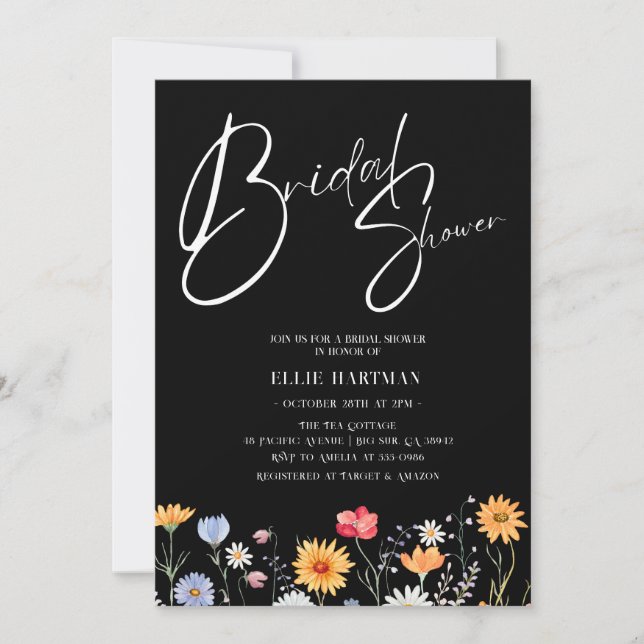 Invitation Bash nuptial Fleur sauvage rustique (Devant)