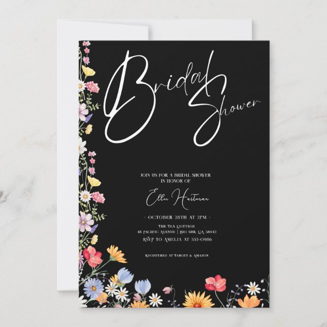 Invitation Bash nuptial Fleur sauvage rustique (Devant)