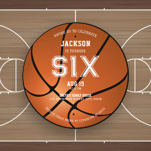 Invitation Basket-ball Anniversaire N'importe quel âge ronde