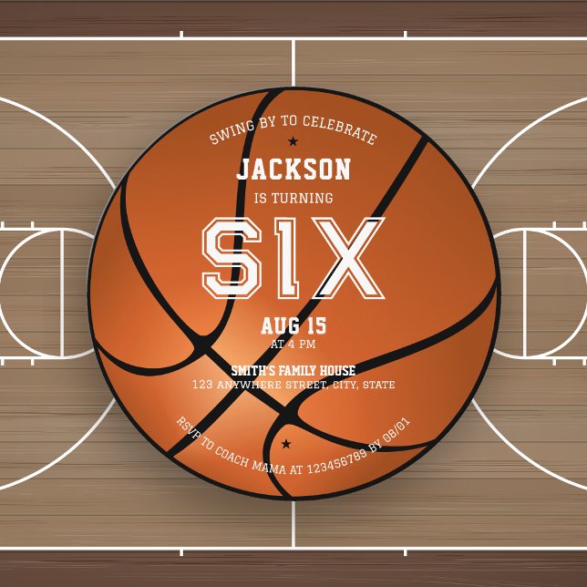 Invitation Basket-ball Anniversaire N'importe quel âge ronde  (Créateur téléchargé)