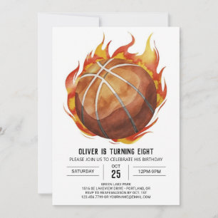 Invitation Basket-ball Chic Personnalisé Enfants Anniversaire