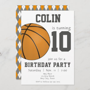 Invitation Basket-ball design en orange et noir