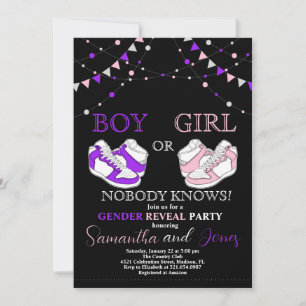 Invitation Basket Ball Genre Révéler Basket violet ou rose